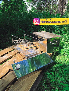 Коптильня большая из нержавеющего металла с гидрозатвором 52*30*30 см. 2 мм (Нержавейка)