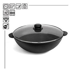 ЧУГУННАЯ СКОВОРОДА WOK, С КРЫШКОЙ 3,7 л