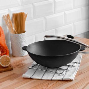 ЧУГУННАЯ СКОВОРОДА WOK, С КРЫШКОЙ, 4,7 л