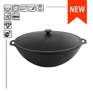 ЧУГУННАЯ СКОВОРОДА WOK, 8 л, С ЧУГУННОЙ КРЫШКОЙ