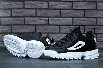 Женские массивные кроссовки Fila Disruptor black white (Кроссовки Фила Дизраптор черно-белые)