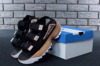 Женские спортивные сандалии Fila Black Red (Фила черно-красные на лето) 36-41