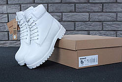 Женские ботинки Timberland Classic Boots белого цвета натуральный шерстяной мех 100% живые фото
